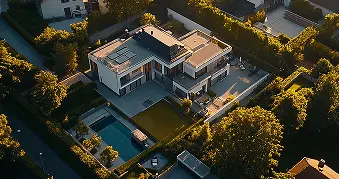 Aerial view of a private estate residence